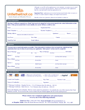 Ontario Marriage Certificate Application