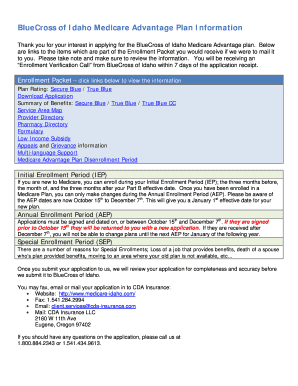 BlueCross of Idaho Medicare Advantage Plan Application