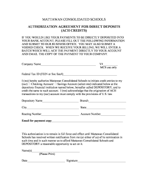 Mattawan Schools Direct Deposit Authorization