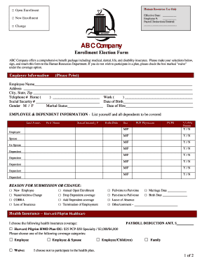 ABC Company Enrollment Election Form