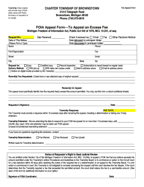 Michigan FOIA Fee Appeal Form