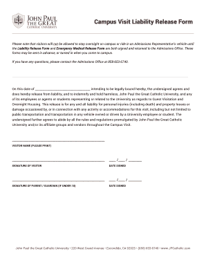 Campus Visit Liability Release Form