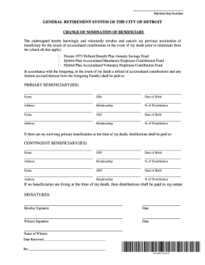 Change of Beneficiary Nomination