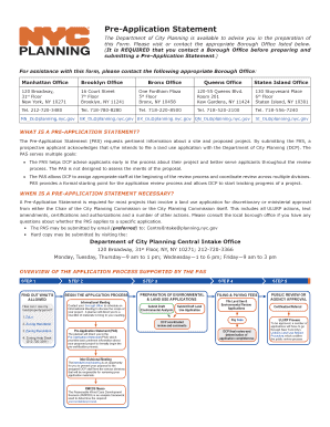 New York City Pre-Application Statement Form