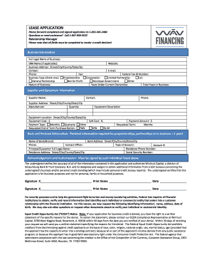 Business Lease Application Form
