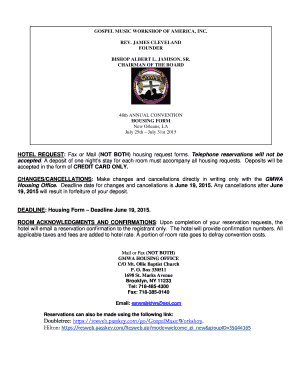 Gospel Music Workshop Housing Form