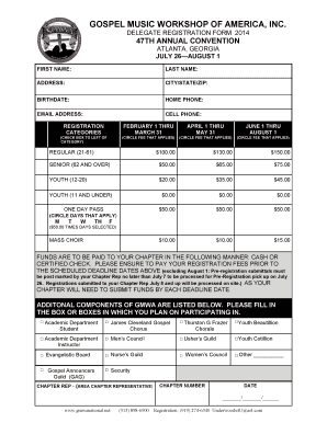 Gospel Music Workshop of America Delegate Registration Form