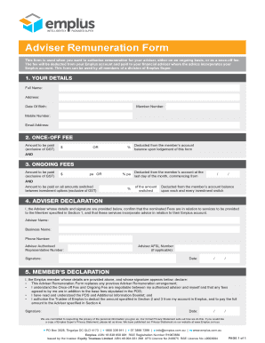 Adviser Remuneration Form