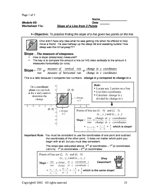 Worksheet Slope of a Line from 2 Points