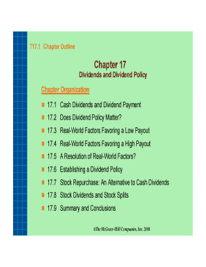 Safe operating procedure template - 1 Chapter Outline Chapter 17 Dividends and Dividend Policy Chapter Organization