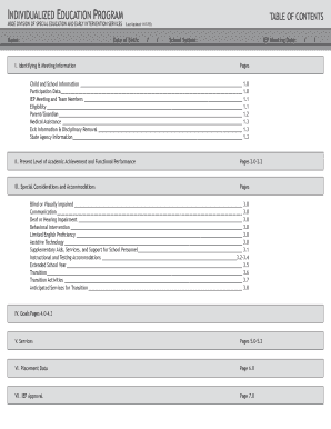 Maryland Individualized Education Program Form