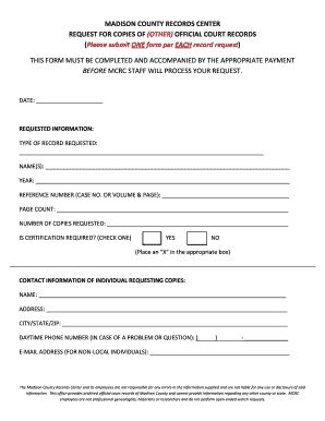 Madison County Court Records Copy Request Form