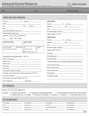 Maryland Individualized Education Program Form