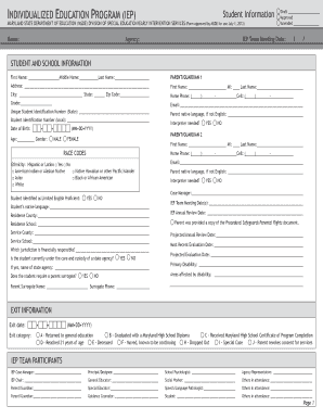 Maryland Individualized Education Program (IEP) Form
