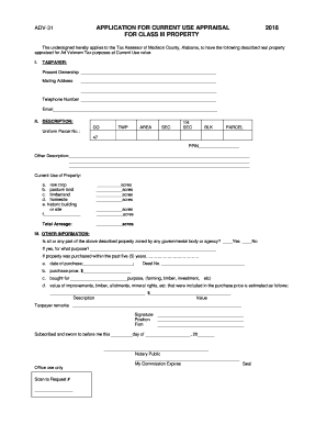 Alabama Current Use Appraisal Application
