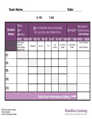 Team Performance Rating Form