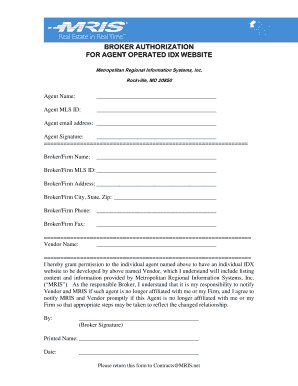 Broker Authorization for Agent IDX Website
