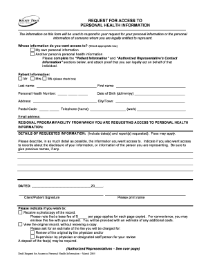 Request for Access to Personal Health Information