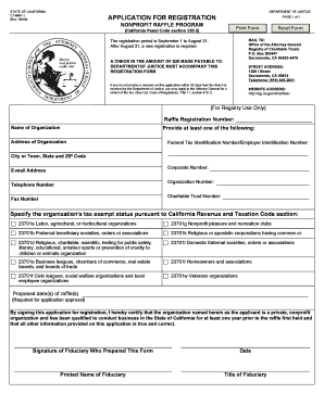California Nonprofit Raffle Registration Form