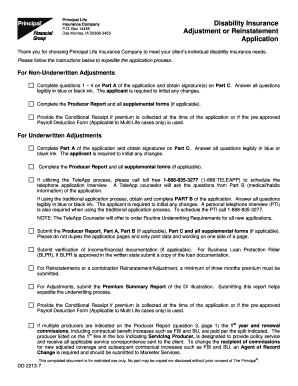 Principal Life Insurance Disability Adjustment Application