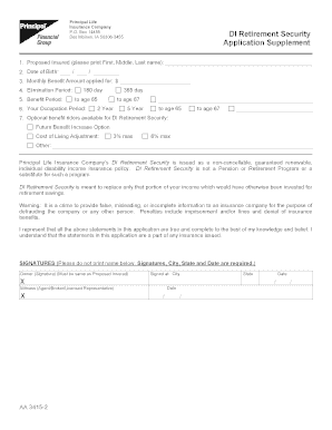 DI Retirement Security Application Supplement
