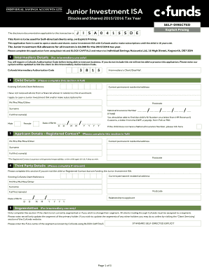 Junior Investment ISA Application Form