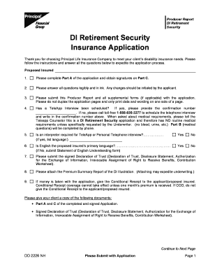 DI Retirement Security Insurance Application