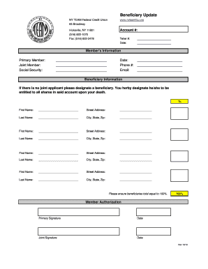 Beneficiary Update Form