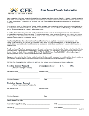 Cross Account Transfer Authorization Form