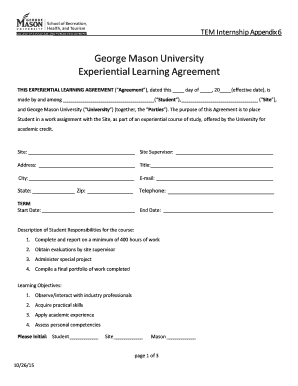 Experiential Learning Agreement