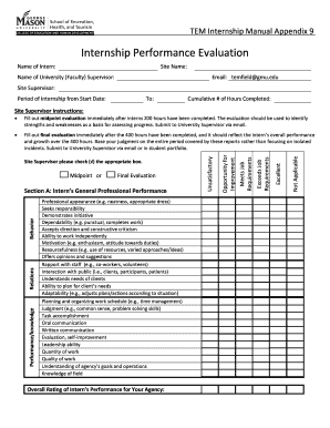 Internship Performance Evaluation Form