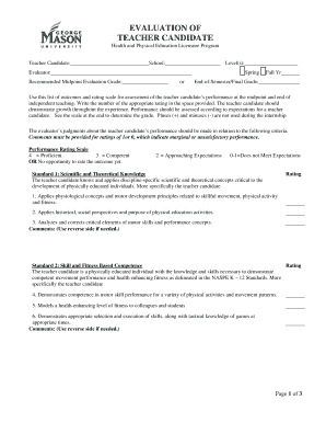 Teacher Candidate Evaluation Form