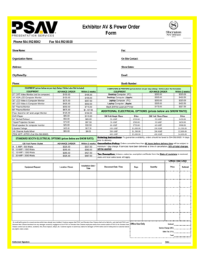 Exhibitor AV & Power Order Form