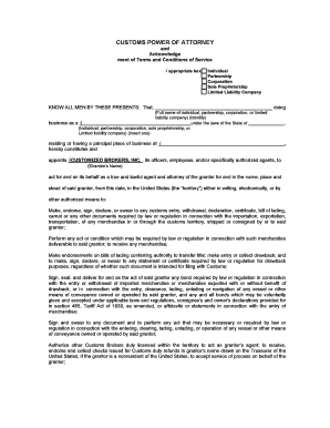 Customs Power of Attorney