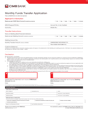 CIMB Bank Monthly Funds Transfer Application