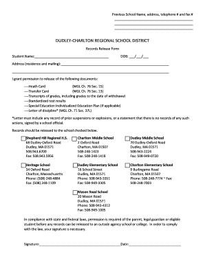 Dudley-Charlton Records Release Form