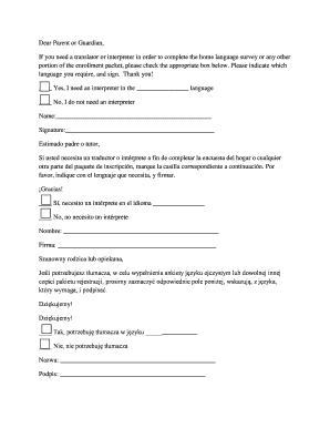 School Enrollment Interpreter Request Form