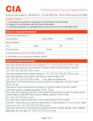 CTHEIA Collector Car Insurance Application