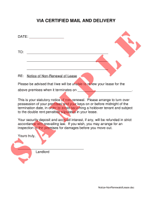 Notice of Non-Renewal of Lease
