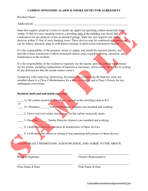 Carbon Monoxide Alarm and Smoke Detector Agreement