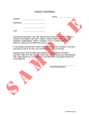 Tenant Credit Warning Notice