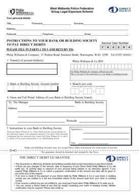 West Midlands Police Federation Direct Debit Form