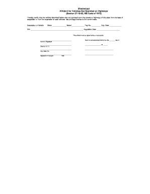 Mississippi Vehicle Non-Operation Affidavit