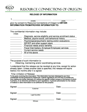 Resource Connections of Oregon Release of Information