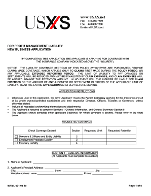 Management Liability Insurance Application