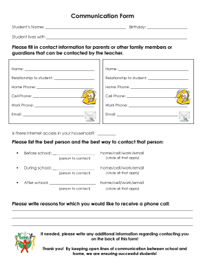 Student Communication Form