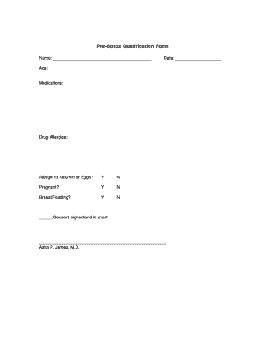 Pre-Botox Qualification Form