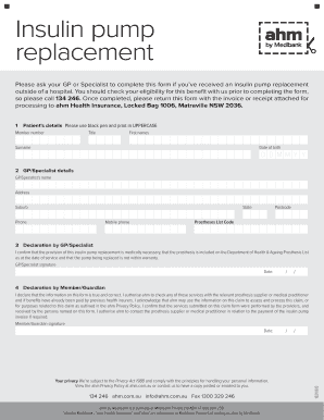 Insulin Pump Replacement Form