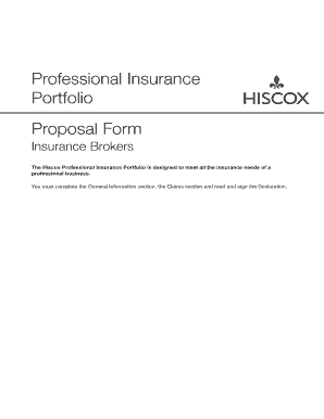 Hiscox Professional Insurance Portfolio Proposal Form