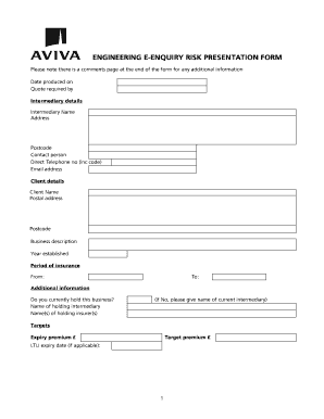 Engineering E-Enquiry Risk Presentation Form